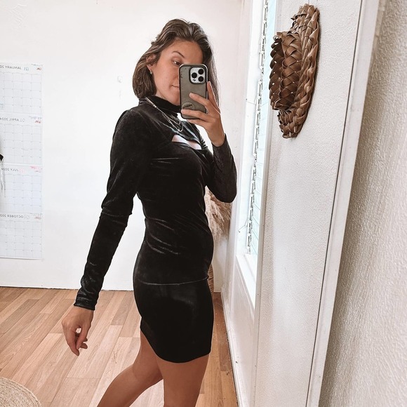 Pam & Gela Velvet Cut Out Iridescent Mini Dress Black Size small - Picture 3 of 11